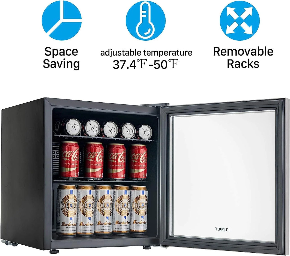 70 Can Beverage Refrigerator 1.6 Cu.ft Glass Door Q933