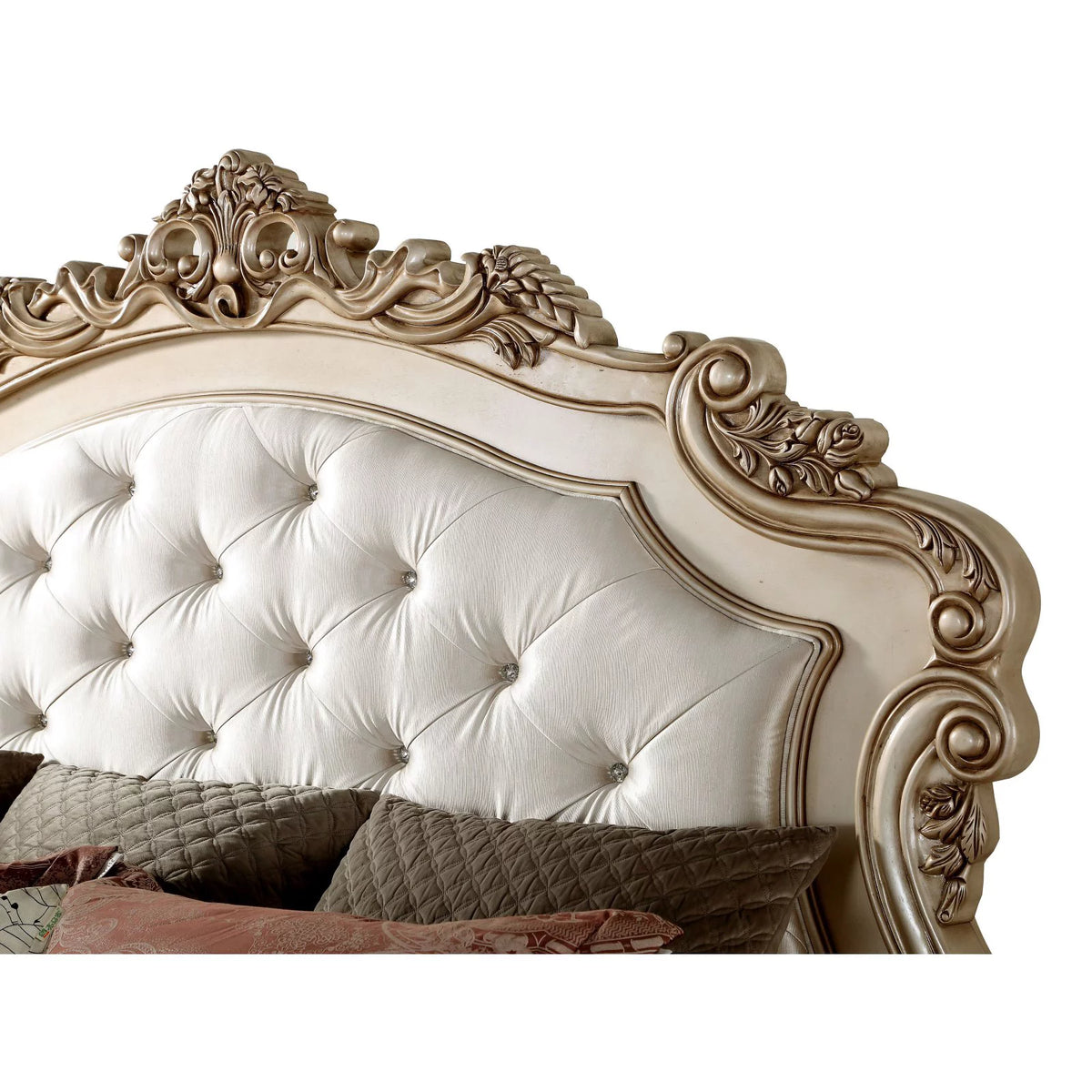California King Bed Cream Fabric S5560