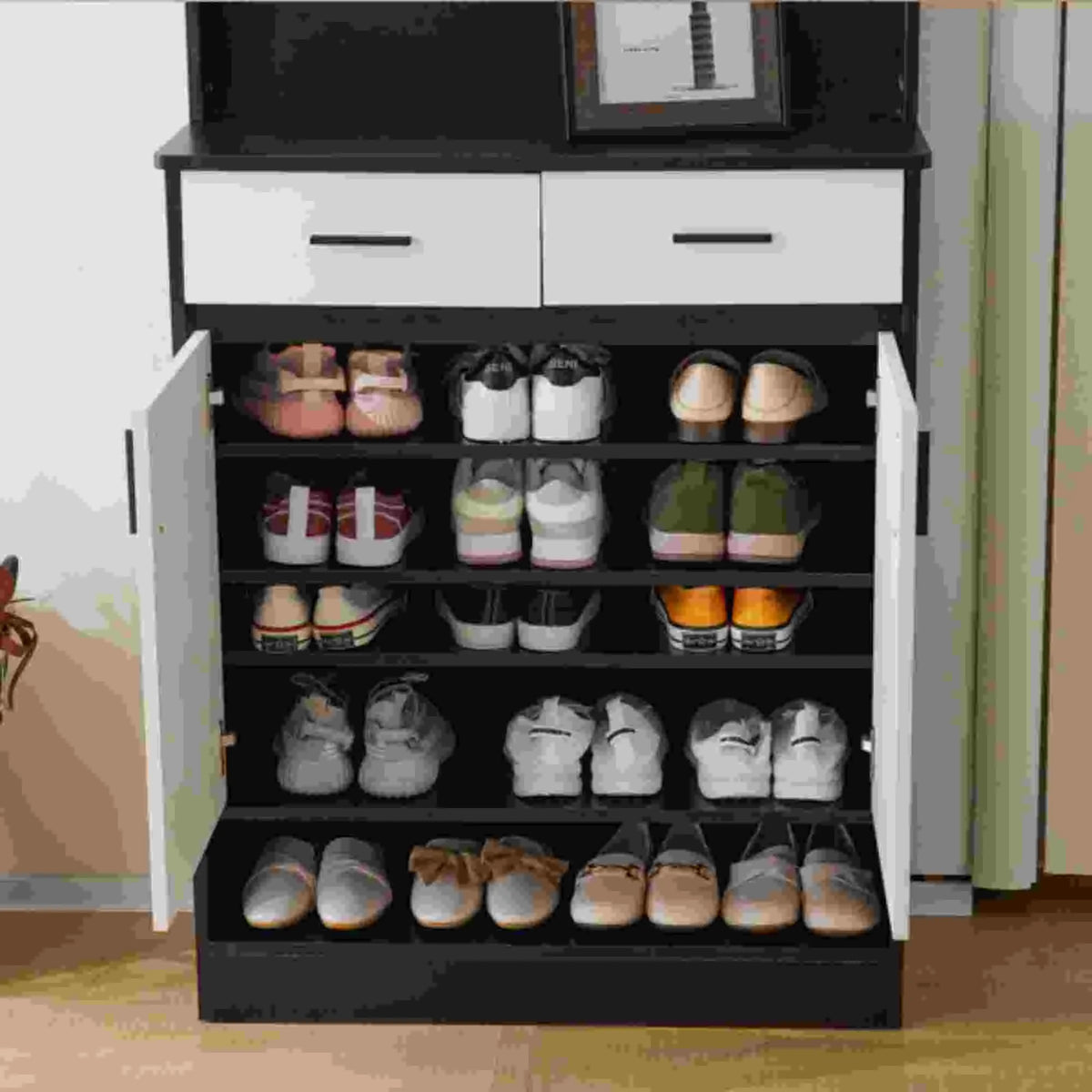 White Armoire Shoe Cabinet G5412