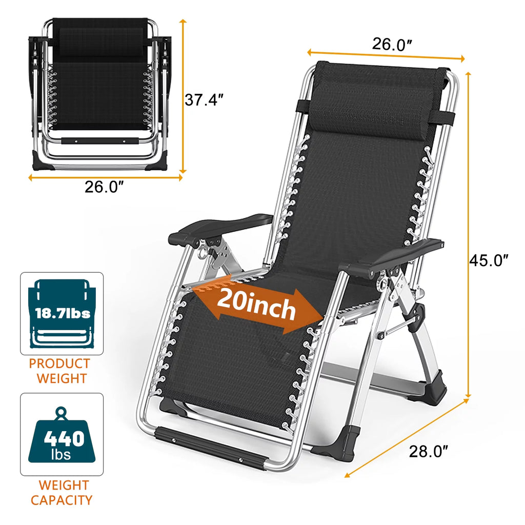 Zero Gravity Chair with Side Table, Padded Lounge Chair, Black F391222