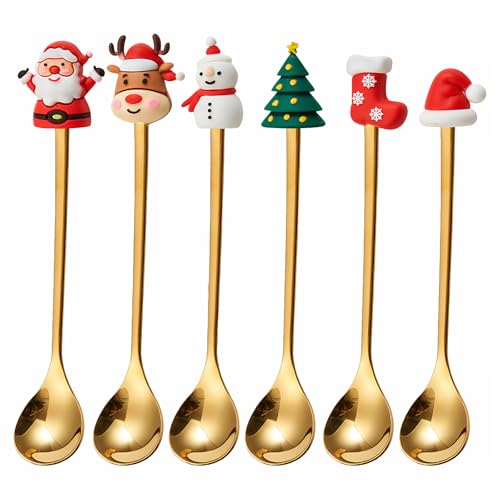 6 Pcs Stainless Steel Christmas Spoons G762524