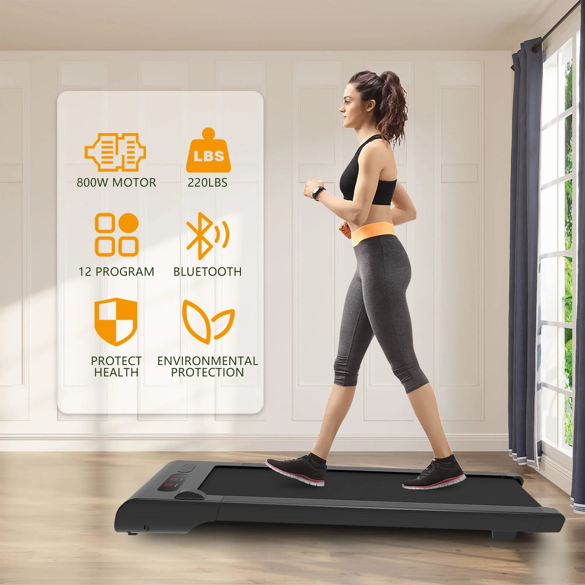 2 in 1 Space Saving Walking Pad Treadmill V605