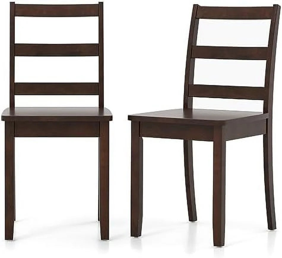 Dining Chairs Set of 2 Ladder Back Solid Rubber Wood Legs H4292