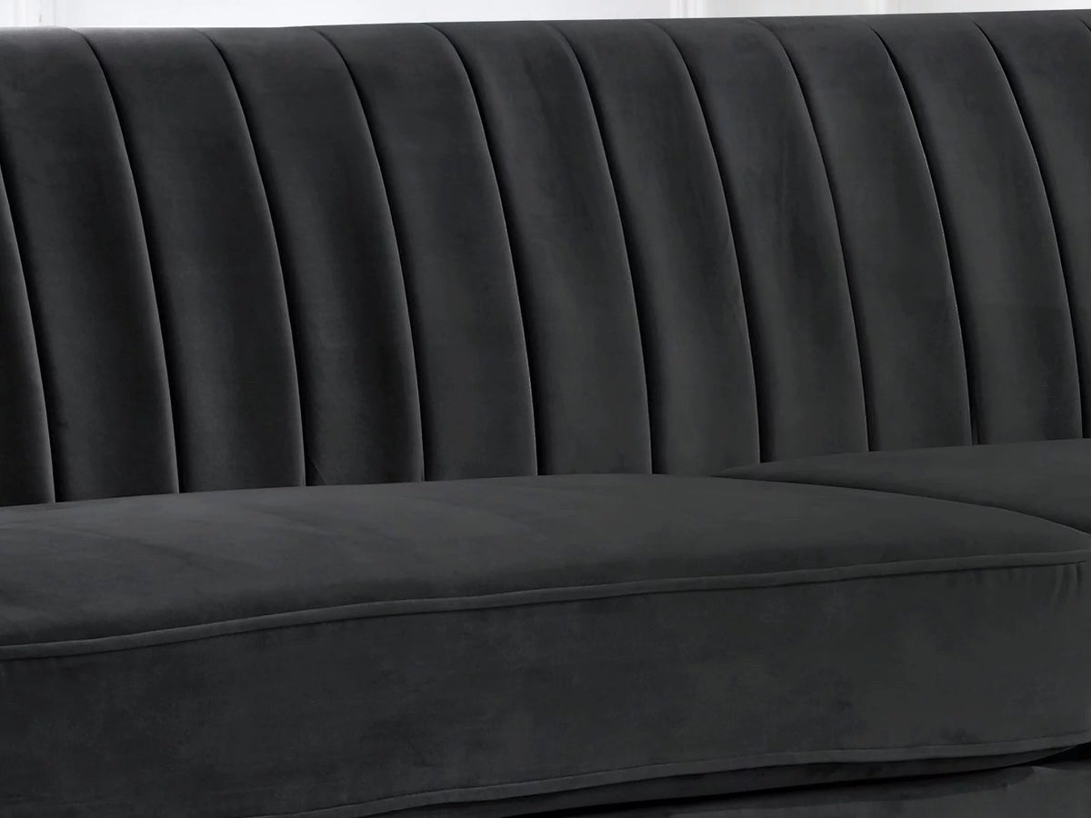 Velvet Rolled Arm Sofa, Black G28183
