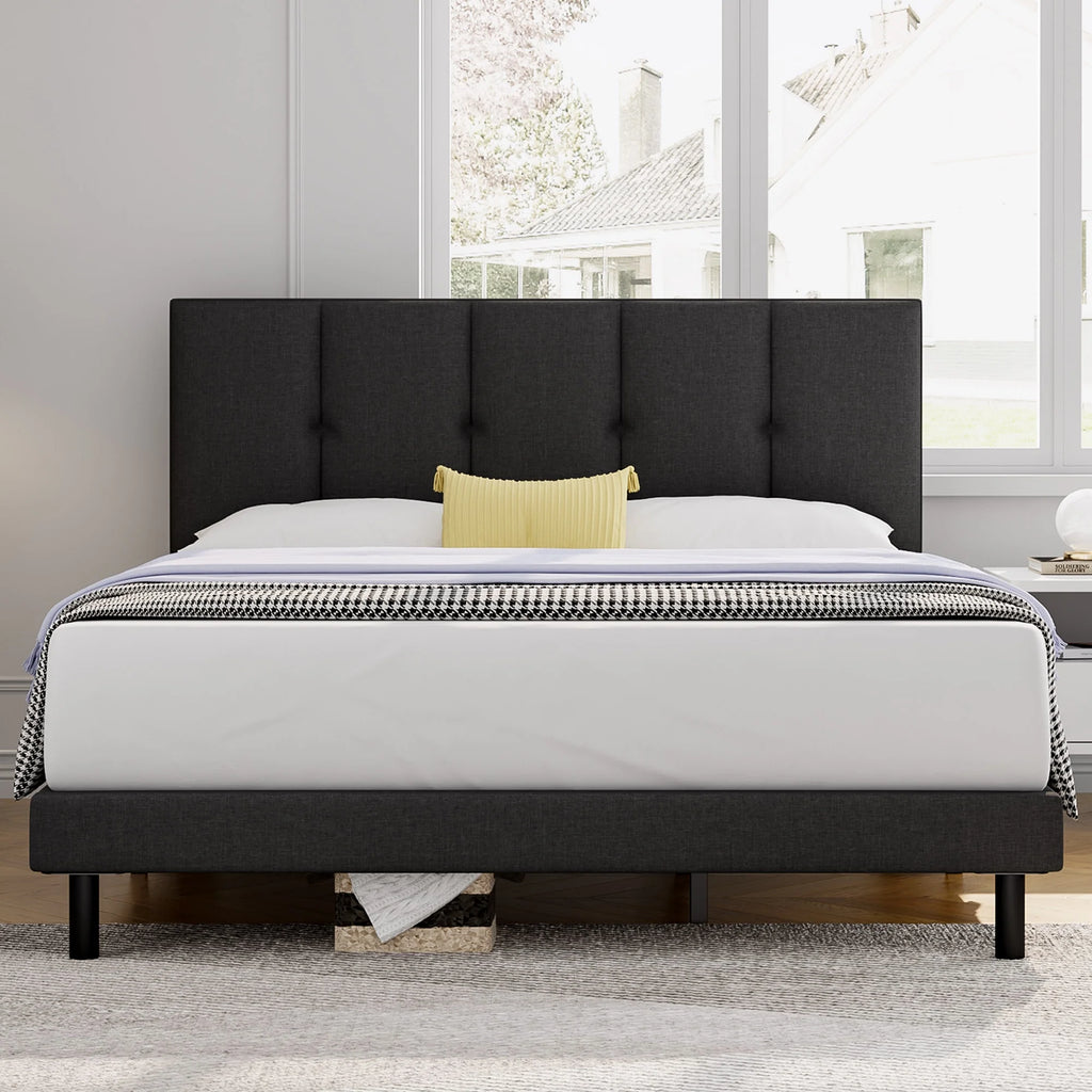Queen Size Fabric Upholstered Platform Bed Frame E29204