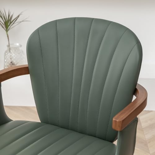 Set of 2 Gray Fabric Faux Leather Dining Chairs with Arms Y663