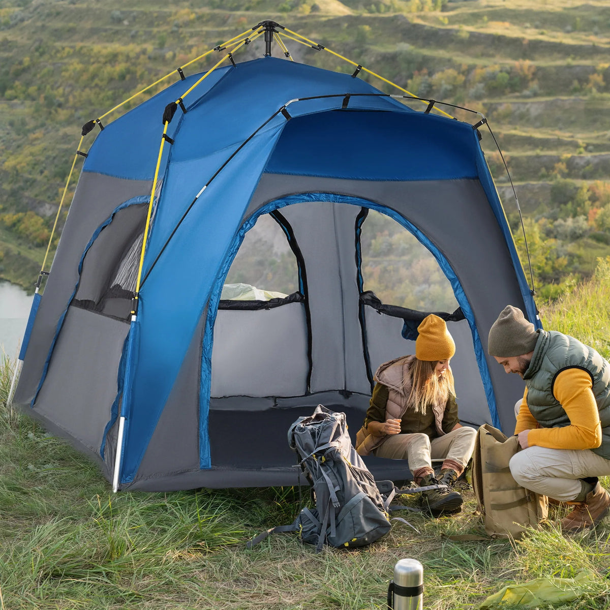 4 Person Pop Up Tent with Windows and Doors J541