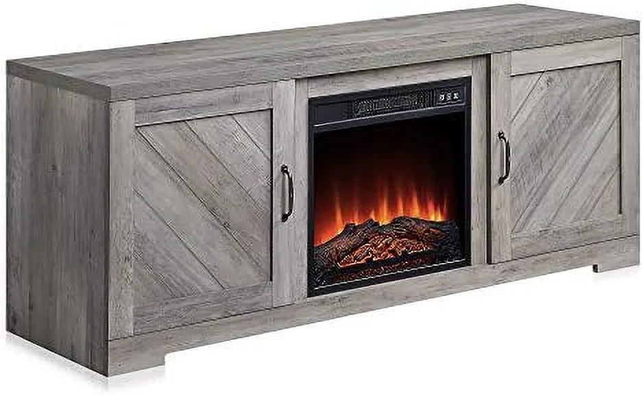58 Inch TV Stand with Electric Fireplace and Cabinets H85192