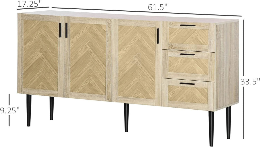Oak Coffee Bar Cabinet with Drawers and Adjustable Shelves T33873