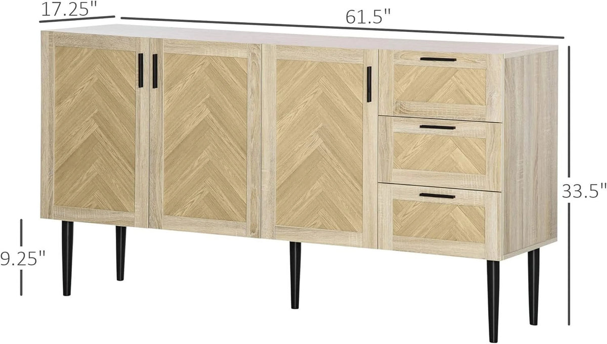 Oak Coffee Bar Cabinet with Drawers and Adjustable Shelves T33873