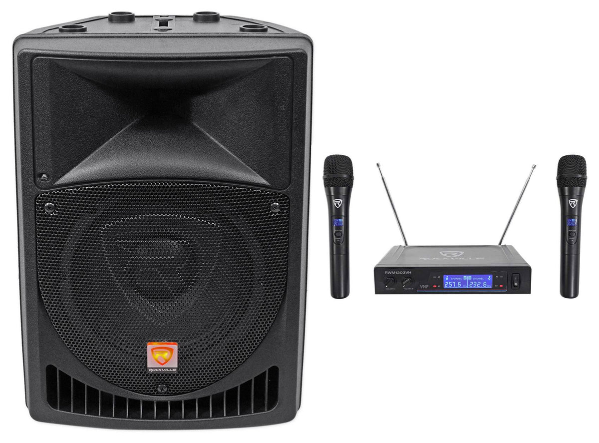 8" Powered Active PA Speaker with Dual Wireless Mics J26225