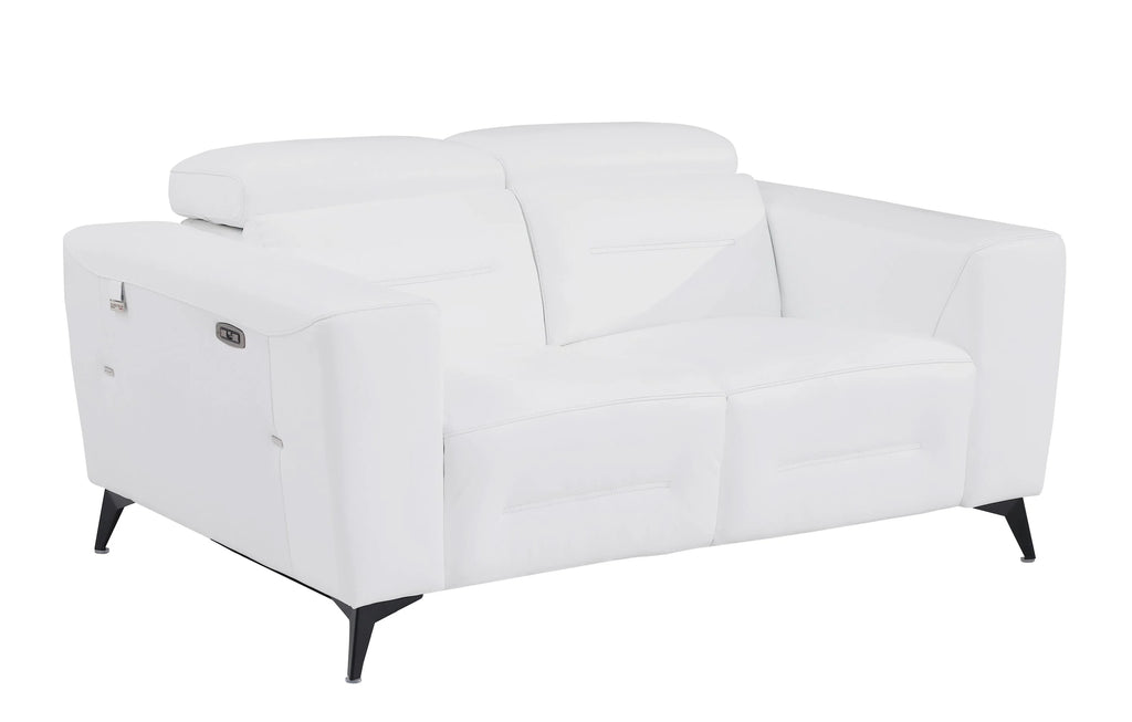 White Top Grain Italian Leather Power Recliner Loveseat X33718