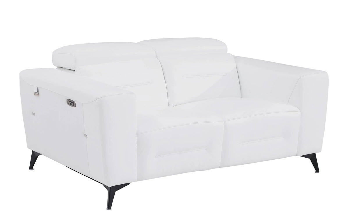 White Top Grain Italian Leather Power Recliner Loveseat X33718