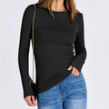 Long Sleeve Rib Knit Slim Fit Tee D900547