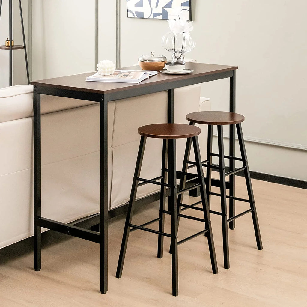 3-Piece Counter Height Table Set with 2 Round Stools Black I983075
