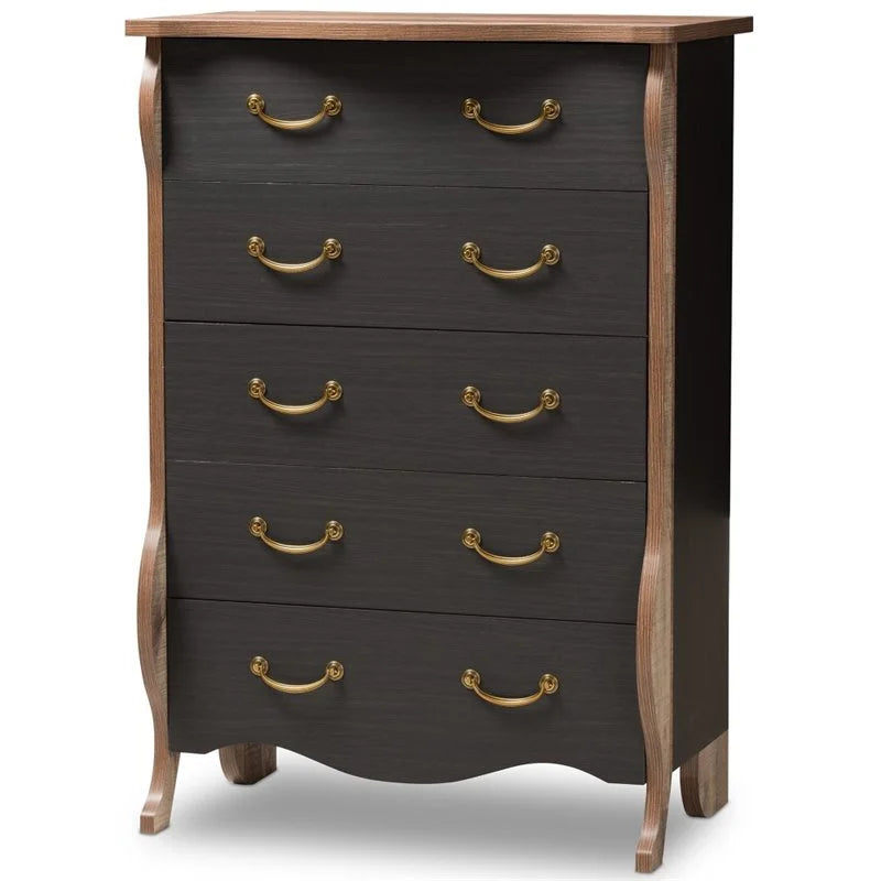 Black and Oak 5 Drawer Chest L775032