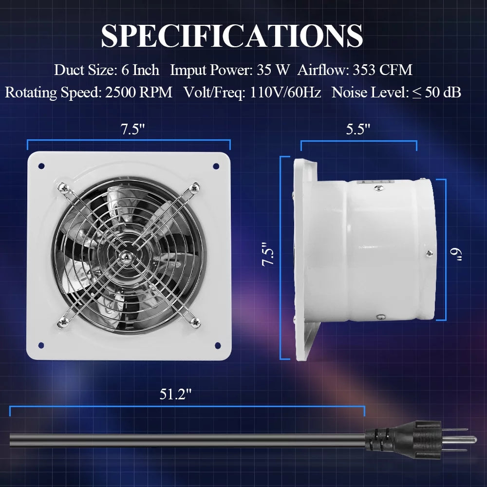 6” Wall Mounted Exhaust Fan with Speed Controller P9751