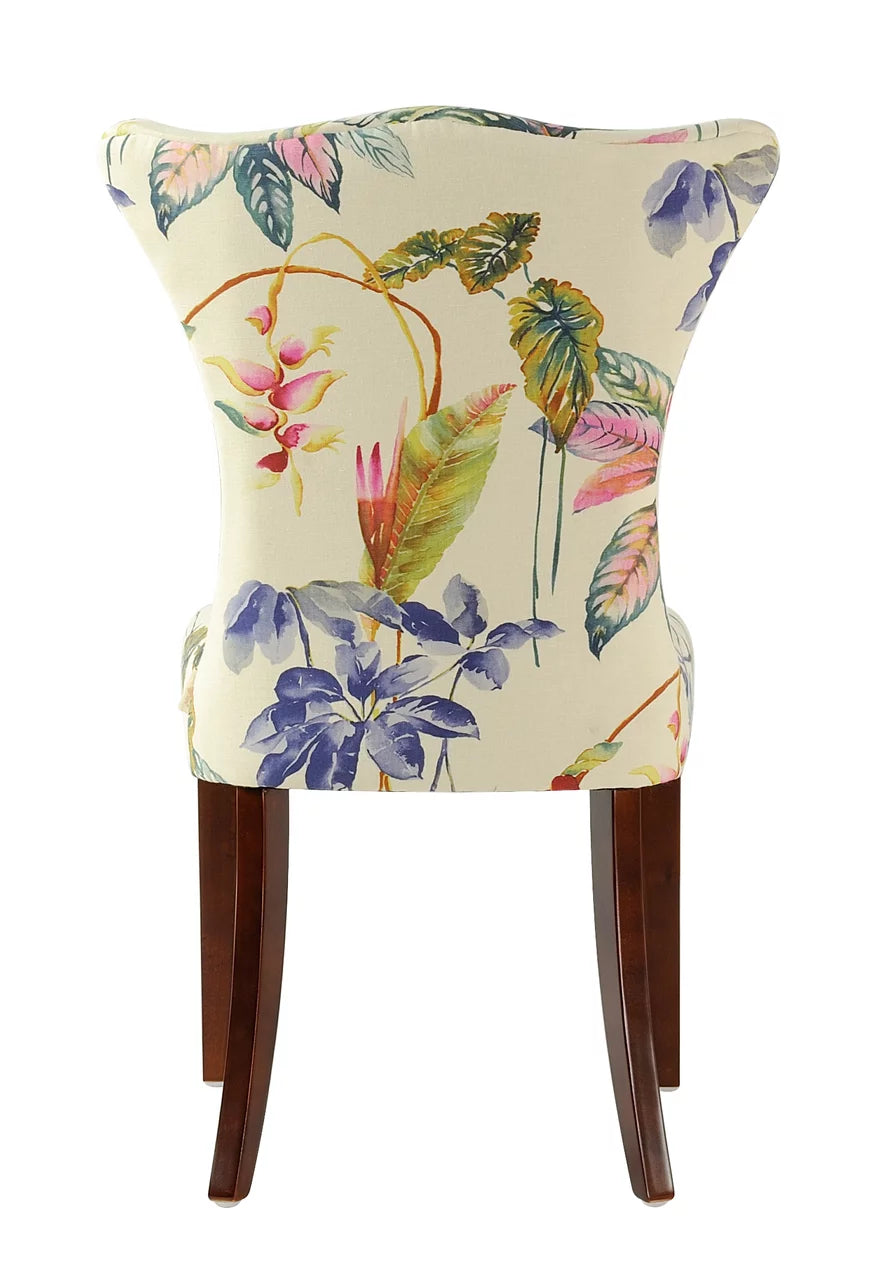 Off White Floral Fabric Accent Chair N45879
