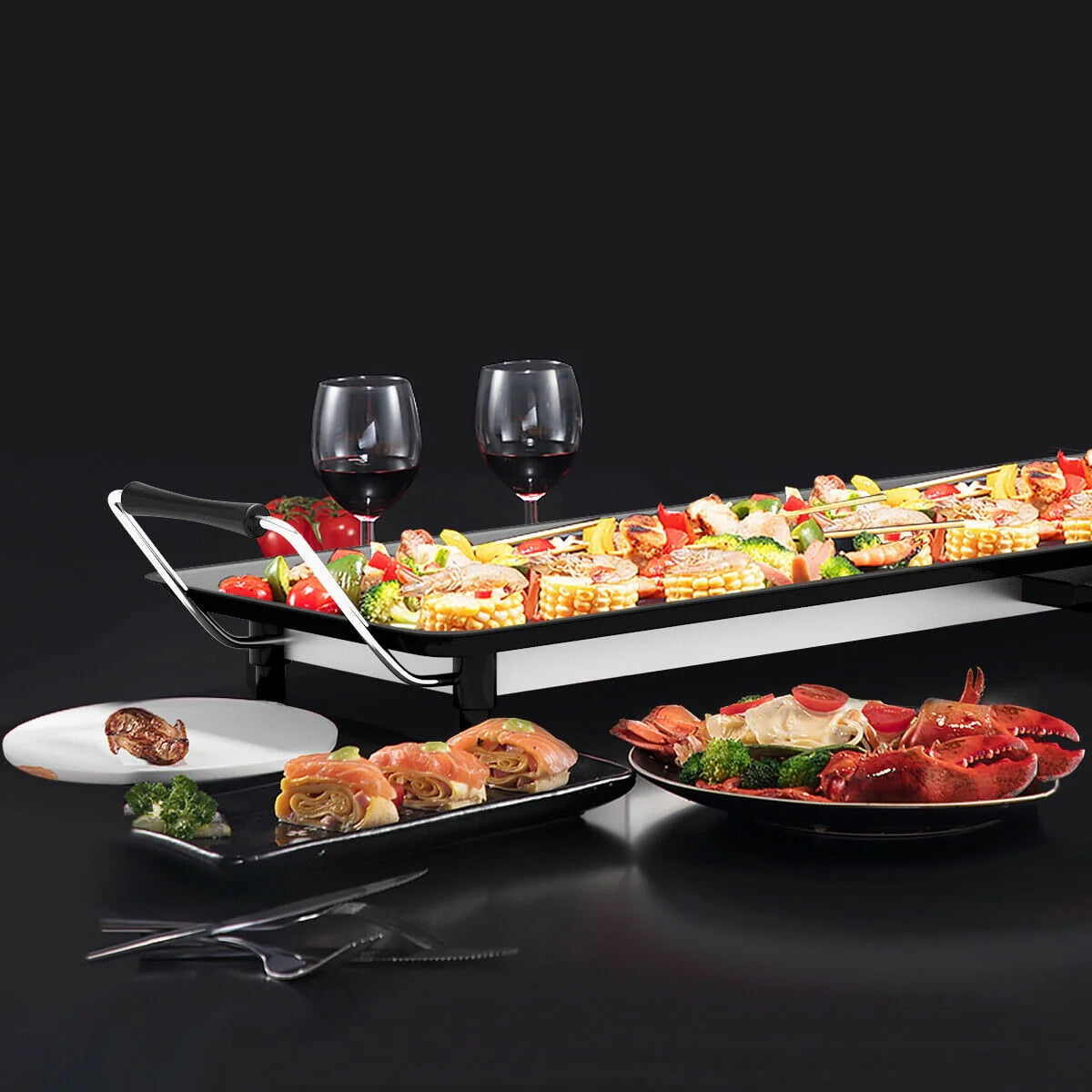 Electric Teppanyaki Table Top Grill Griddle Nonstick Camping Y174766