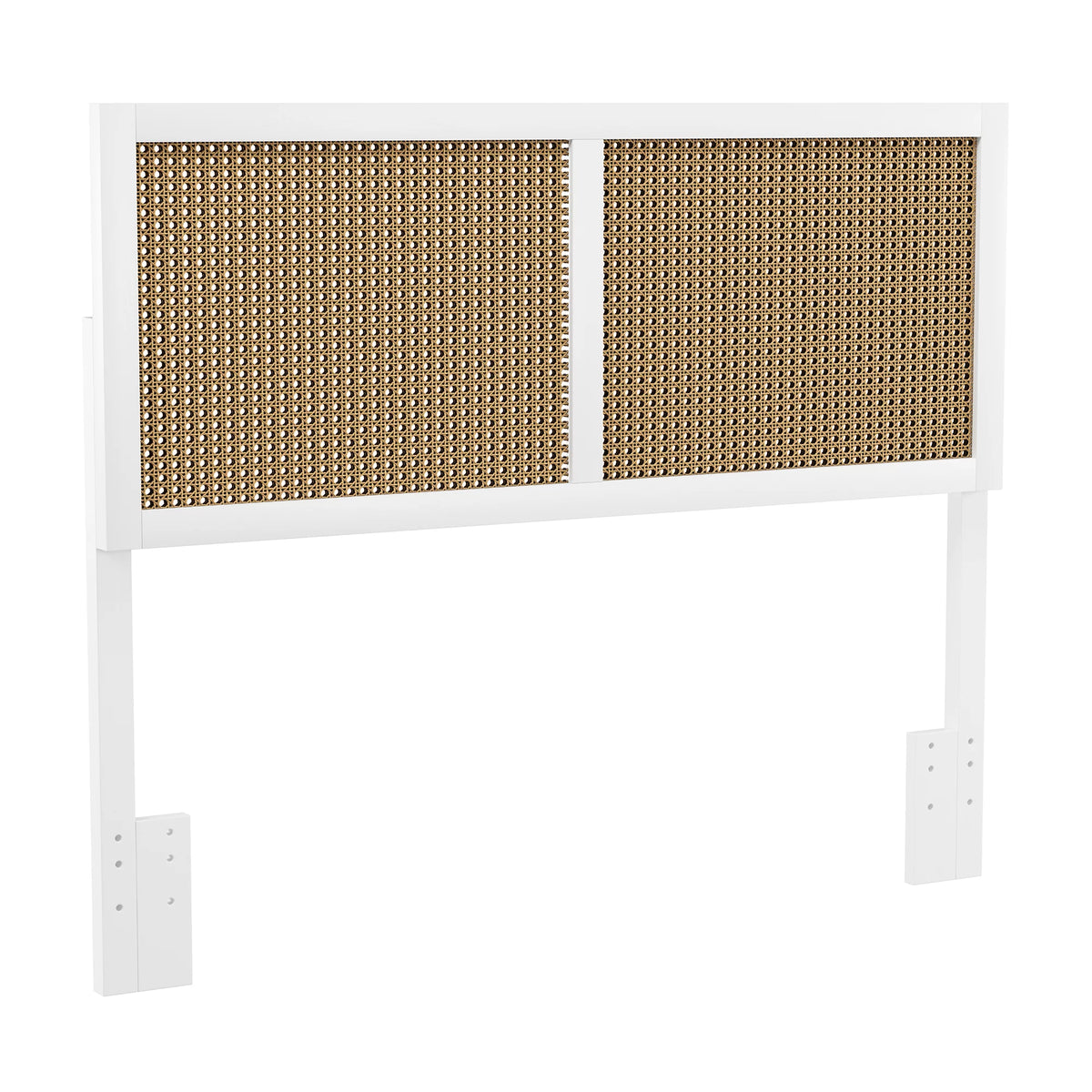 White Wood and Cane Panel Full/Queen Headboard F605
