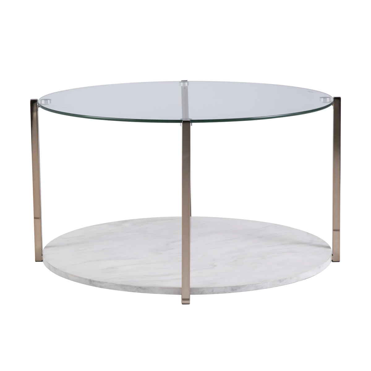 Modern Faux Marble and Glass Top Round Coffee Table B8870