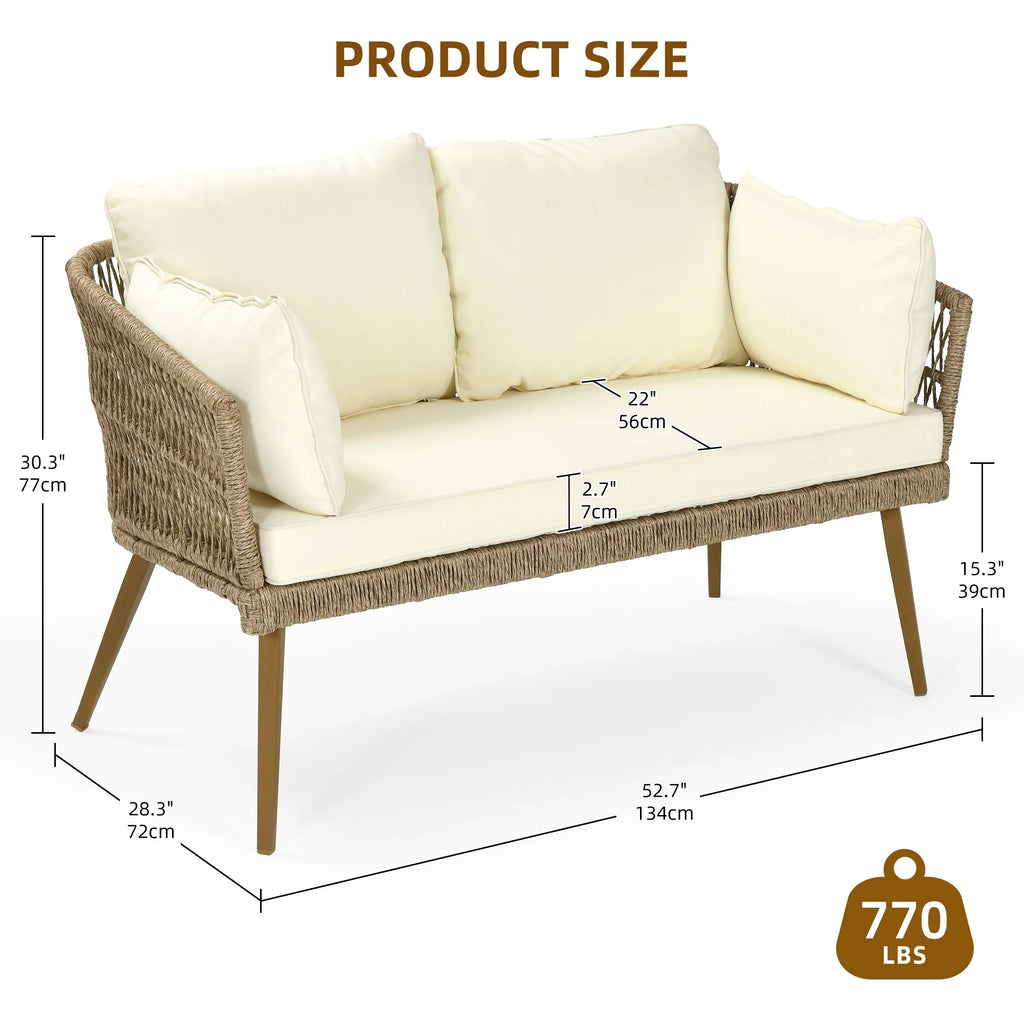 L-Shaped All-Weather Wicker Patio Sofa with Cushions R15532