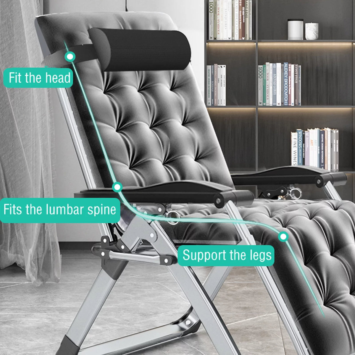 Zero Gravity Chair with Side Table, Padded Lounge Chair, Black F391222