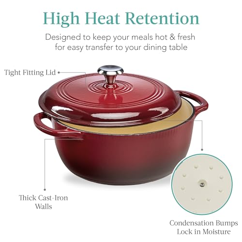 7.5 Quart Enamel Cast-Iron Round Dutch Oven J6873
