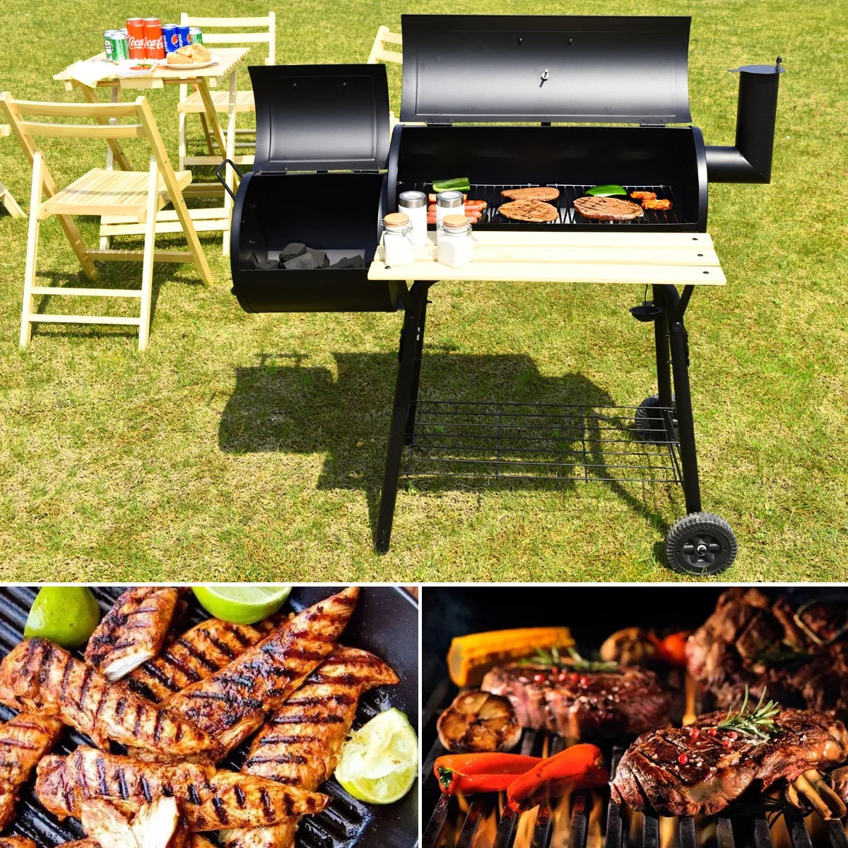 Outdoor Charcoal BBQ Grill Smoker R485165