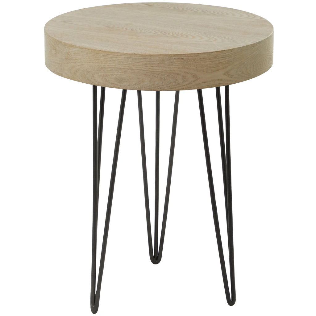 20" x 24" Brown Wood Accent Table with Black Metal Hairpin Legs Z76037