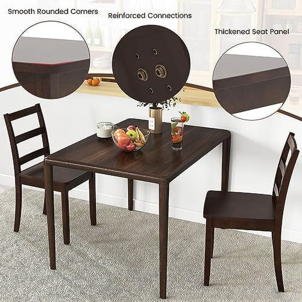 Dining Chairs Set of 2 Ladder Back Solid Rubber Wood Legs H4292