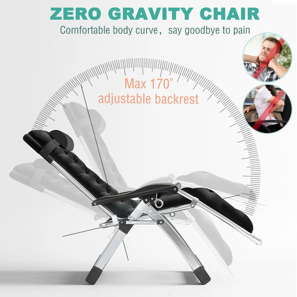 Zero Gravity Chair with Side Table, Padded Lounge Chair, Black F391222