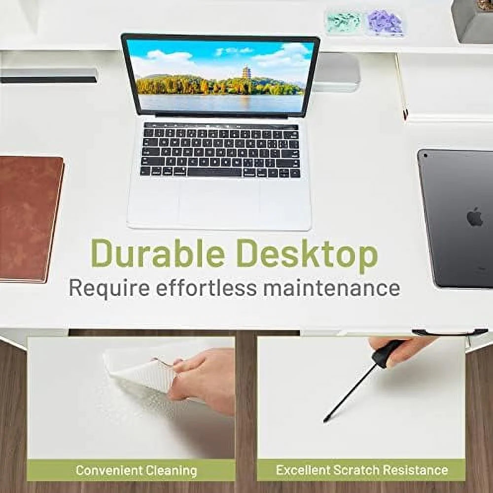 Black Wooden Computer Desk with Drawers and Keyboard Tray A84901