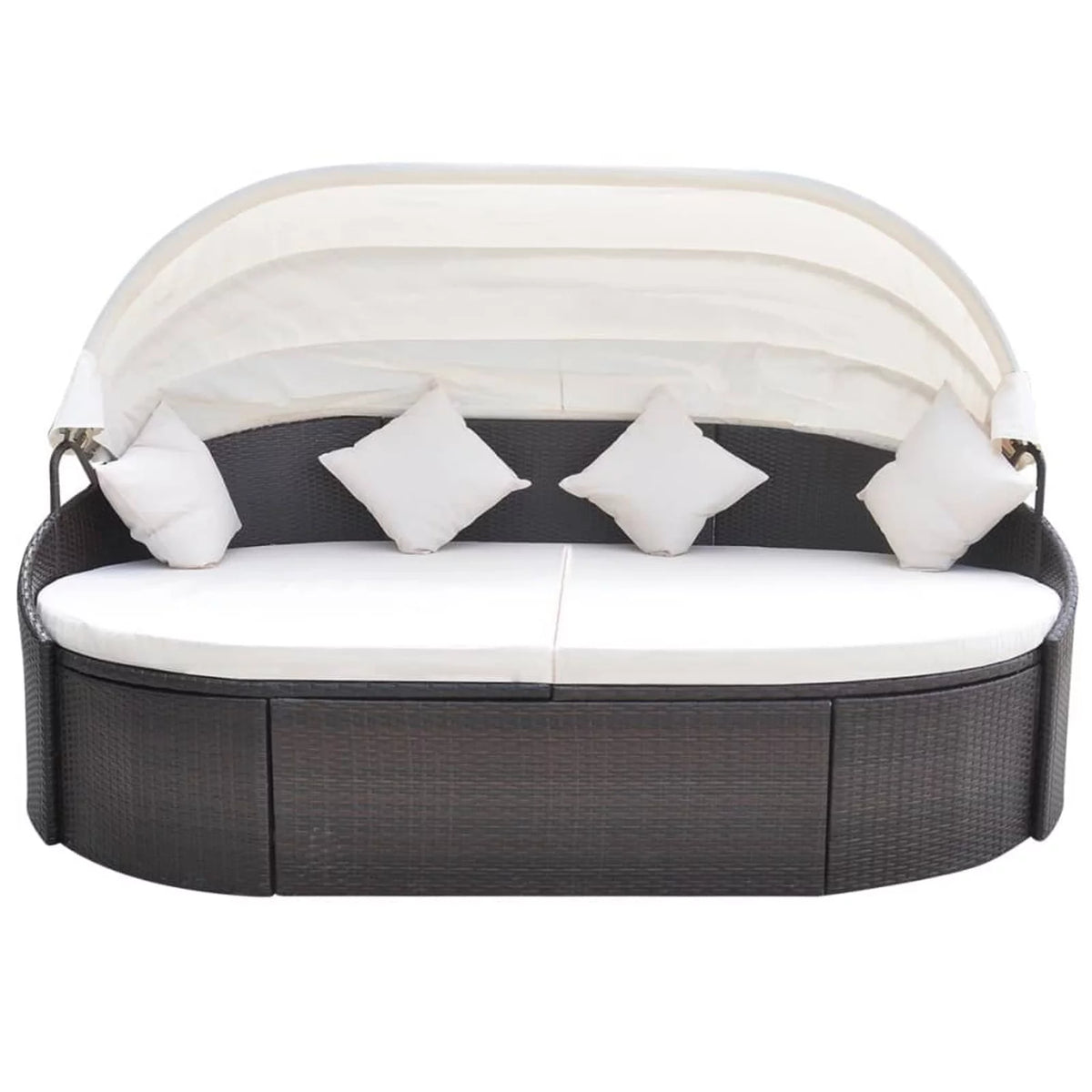 Patio Bed with Canopy Poly Rattan Brown M327