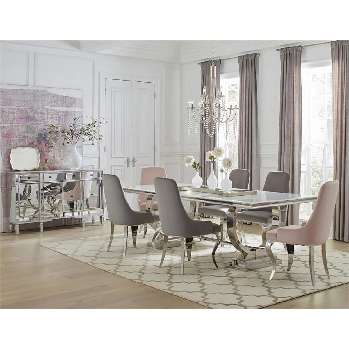Rectangle Dining Table White and Chrome M794