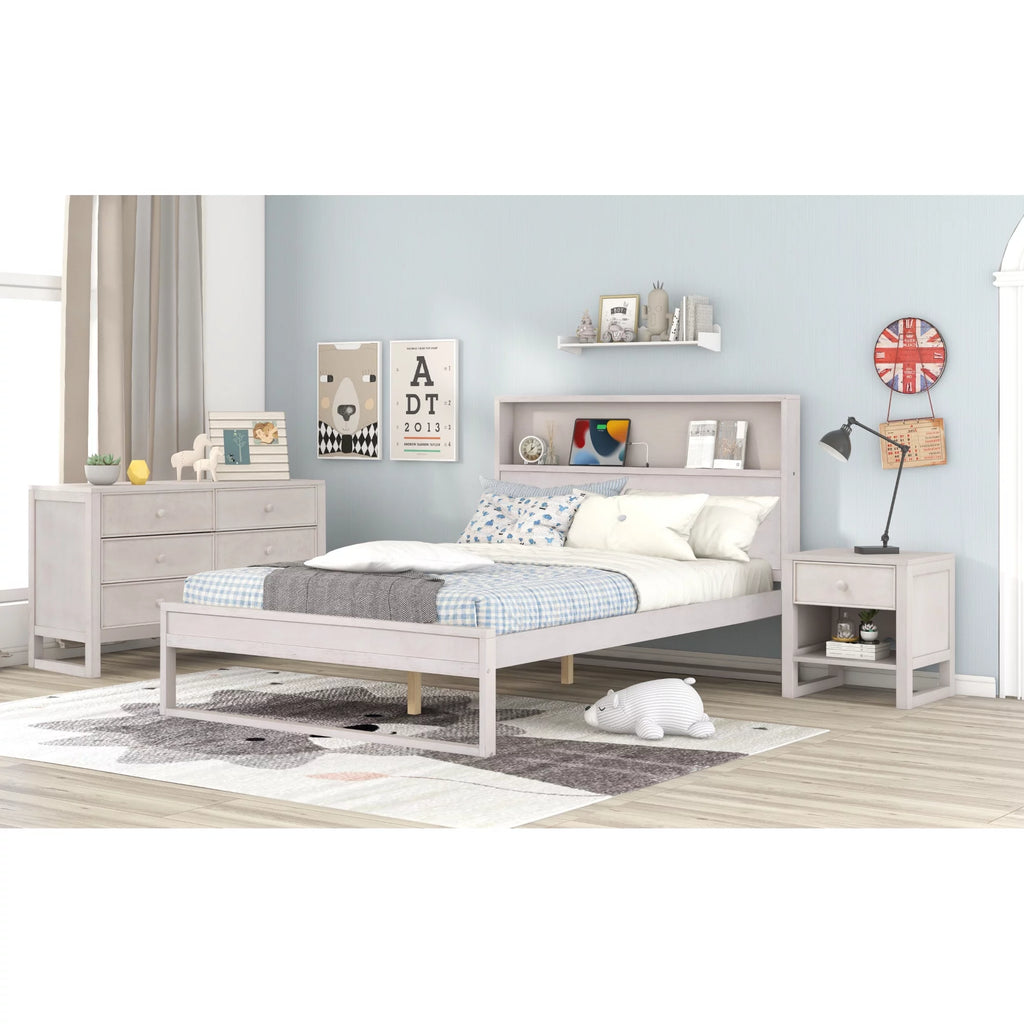 Full Size Platform Bed with Nightstand and Dresser X863