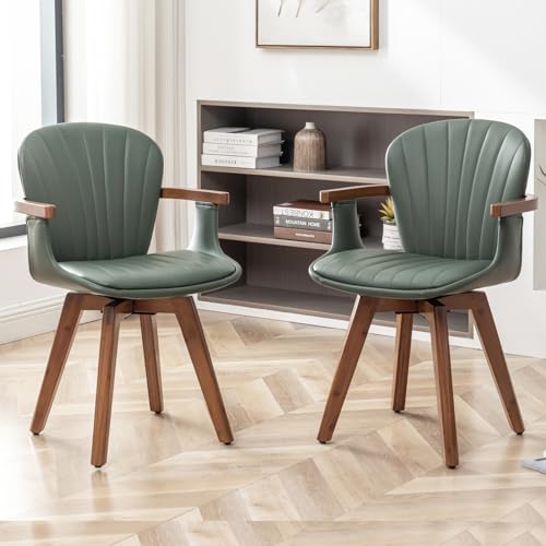 Set of 2 Gray Fabric Faux Leather Dining Chairs with Arms Y663