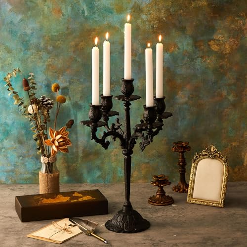 2 Pcs 5 Arm Black Cast Iron Candelabra I167498