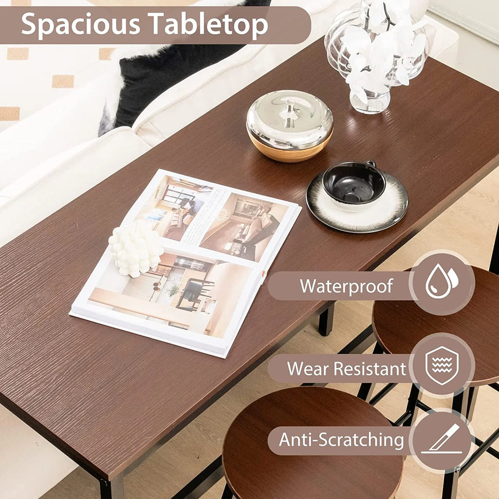 3-Piece Counter Height Table Set with 2 Round Stools Black I983075